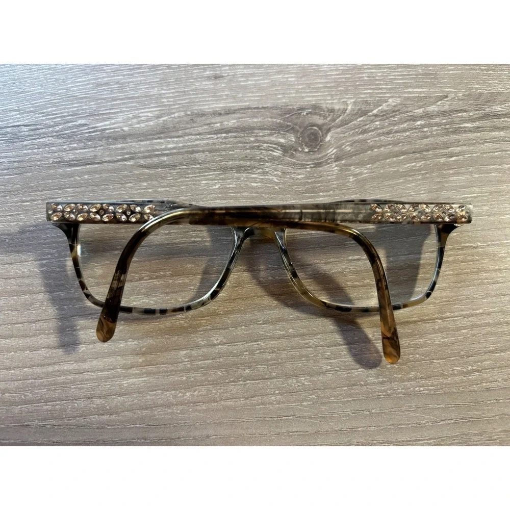 Vera‎ Wang Tortoise Shell Eyeglass FRAMES Rhinestone Crystal Embellished Women